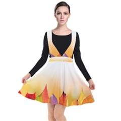 Autumn Leaves Colorful Fall Foliage Plunge Pinafore Dress by Sudhe