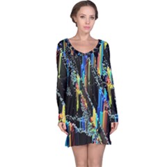 Abstract 3d Blender Colorful Long Sleeve Nightdress by Sudhe