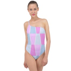 Geometric Pattern Design Pastels Classic One Shoulder Swimsuit by Sudhe