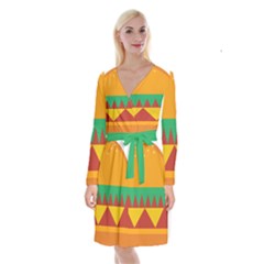 Burger Bread Food Cheese Vegetable Long Sleeve Velvet Front Wrap Dress by Sudhe