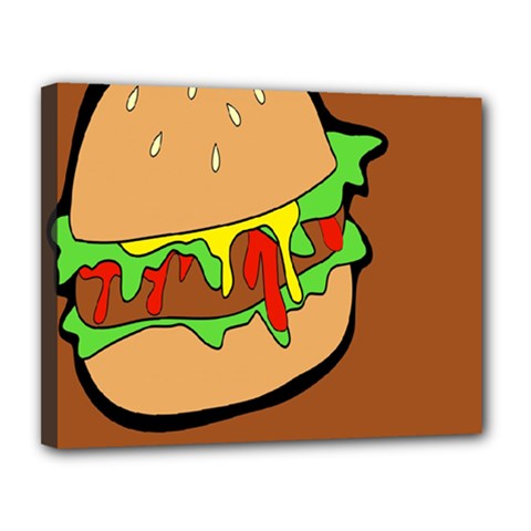 Burger Double Canvas 14  X 11  (stretched) by Sudhe