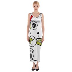 Panda China Chinese Furry Fitted Maxi Dress by Sudhe