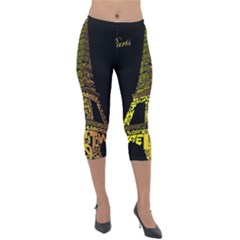 The Eiffel Tower Paris Lightweight Velour Capri Leggings  by Sudhe