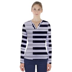 Keybord Piano V-neck Long Sleeve Top by Sudhe