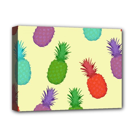 Colorful Pineapples Wallpaper Background Deluxe Canvas 16  X 12  (stretched)  by Sudhe