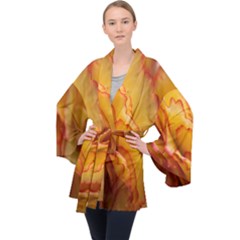 Flowers Leaves Leaf Floral Summer Velvet Kimono Robe by Sudhe