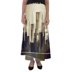 Architecture City House Flared Maxi Skirt by Sudhe