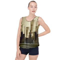 Architecture City House Bubble Hem Chiffon Tank Top by Sudhe