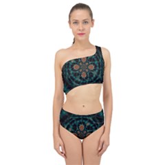 Abstract Digital Geometric Pattern Spliced Up Two Piece Swimsuit by Sudhe