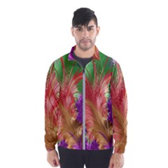 Fractal Purple Green Orange Yellow Windbreaker (men) by Sudhe