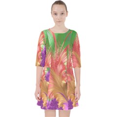 Fractal Purple Green Orange Yellow Pocket Dress by Sudhe