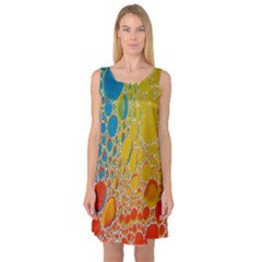 Bubbles Abstract Lights Yellow Sleeveless Satin Nightdress by Sudhe