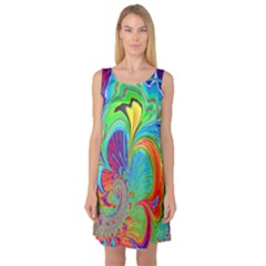 Fractal Art Psychedelic Fantasy Sleeveless Satin Nightdress by Sudhe