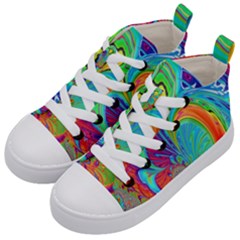 Fractal Art Psychedelic Fantasy Kids  Mid-top Canvas Sneakers by Sudhe