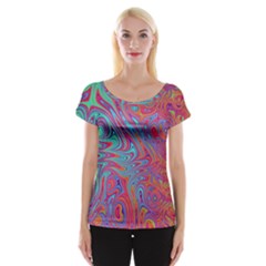 Fractal Bright Fantasy Design Cap Sleeve Top by Sudhe