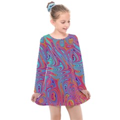 Fractal Bright Fantasy Design Kids  Long Sleeve Dress by Sudhe