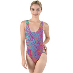 Fractal Bright Fantasy Design High Leg Strappy Swimsuit by Sudhe