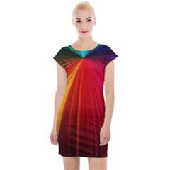 Background Color Colorful Rings Cap Sleeve Bodycon Dress by Sudhe