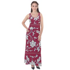 Floral Pattern Background Sleeveless Velour Maxi Dress by Sudhe