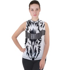 Pirate Rat Animal Pet Danger Mock Neck Chiffon Sleeveless Top by Sudhe