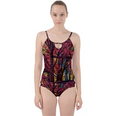 Autumn Colorful Nature Trees Cut Out Top Tankini Set by Sudhe