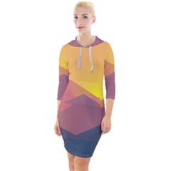 Image Sunset Landscape Graphics Quarter Sleeve Hood Bodycon Dress by Sudhe