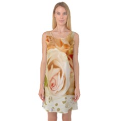 Roses Plate Romantic Blossom Bloom Sleeveless Satin Nightdress by Sudhe