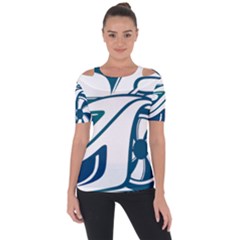 Blue Vector Car Shoulder Cut Out Short Sleeve Top by Sudhe