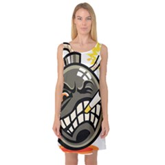 Smoking Cartoon Evil Bomb Cartoon Sleeveless Satin Nightdress by Sudhe