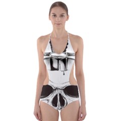 Skull Knife Euclidean Vector Skull Sword Inserted Cut-out One Piece Swimsuit by Sudhe