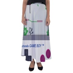 Game Boy White Flared Maxi Skirt by Sudhe