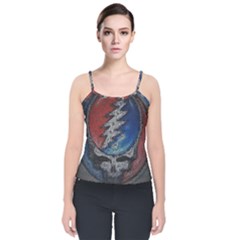 Grateful Dead Logo Velvet Spaghetti Strap Top by Sudhe