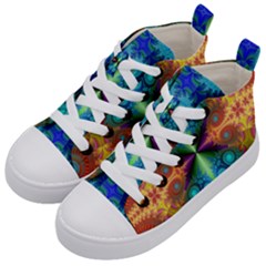 Fractal Fractal Background Design Kids  Mid-top Canvas Sneakers by Pakrebo