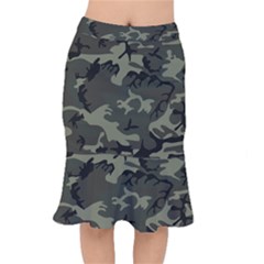 Camo Dark Green Mermaid Skirt by retrotoomoderndesigns