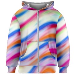 Vivid Colorful Wavy Abstract Print Kids  Zipper Hoodie Without Drawstring by dflcprintsclothing