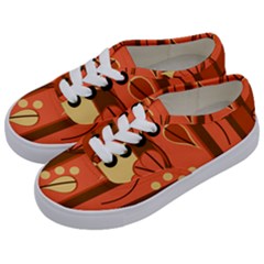 Amber Yellow Stripes Leaves Floral Kids  Classic Low Top Sneakers by Mariart