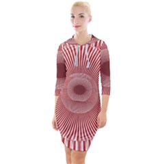 Fractals Abstract Pattern Flower Quarter Sleeve Hood Bodycon Dress by Pakrebo