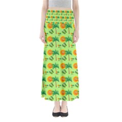 Holiday Tropical Smiley Face Palm Full Length Maxi Skirt by Pakrebo