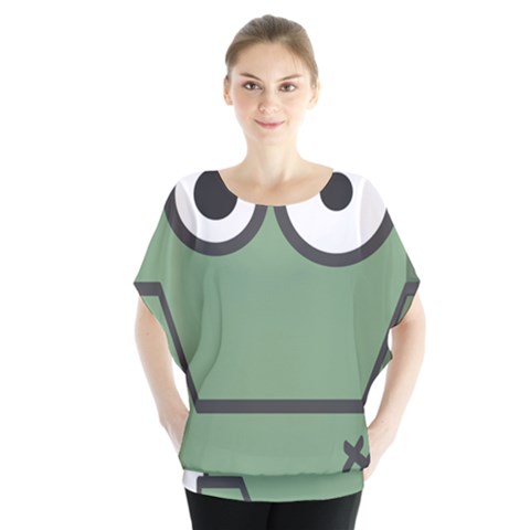 Cartoon Cute Frankenstein Halloween Batwing Chiffon Blouse by Sudhe