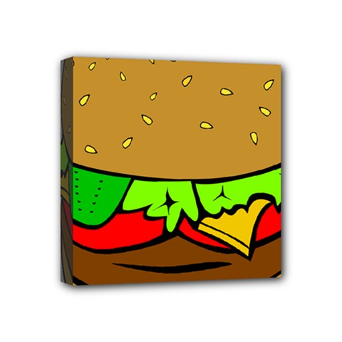 Hamburger Cheeseburger Fast Food Mini Canvas 4  X 4  (stretched) by Sudhe