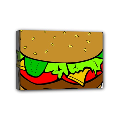 Hamburger Cheeseburger Fast Food Mini Canvas 6  X 4  (stretched) by Sudhe