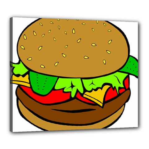 Hamburger Cheeseburger Fast Food Canvas 24  X 20  (stretched) by Sudhe