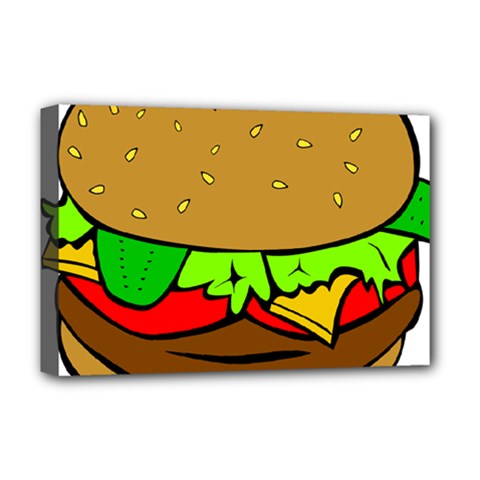 Hamburger Cheeseburger Fast Food Deluxe Canvas 18  X 12  (stretched) by Sudhe