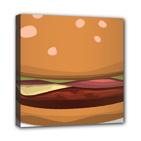 Hamburger Cheeseburger Burger Lunch Mini Canvas 8  X 8  (stretched) by Sudhe