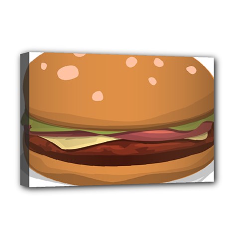 Hamburger Cheeseburger Burger Lunch Deluxe Canvas 18  X 12  (stretched) by Sudhe