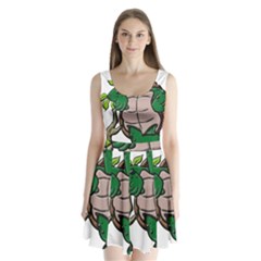 Amphibian Animal Cartoon Reptile Split Back Mini Dress  by Sudhe