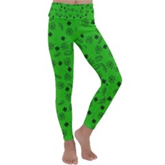 St Patricks Day Pattern Kids  Lightweight Velour Classic Yoga Leggings by Valentinaart