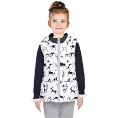 Petroglyph Runic Cavemen Nordic Black Paleo Drawings Pattern Kids  Hooded Puffer Vest by snek