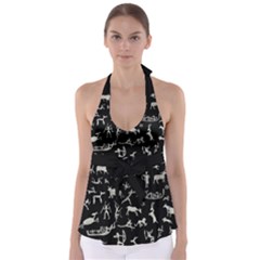 Petroglyph Nordic Beige And Black Background Petroglyph Nordic Beige And Black Background Babydoll Tankini Top by snek