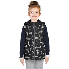 Petroglyph Nordic Beige And Black Background Petroglyph Nordic Beige And Black Background Kids  Hooded Puffer Vest by snek